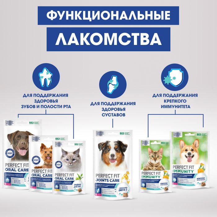 Perfect Fit Oral Care лакомство для кошек, для поддержания здоровья зубов и полости рта, с курицей и добавлением мяты