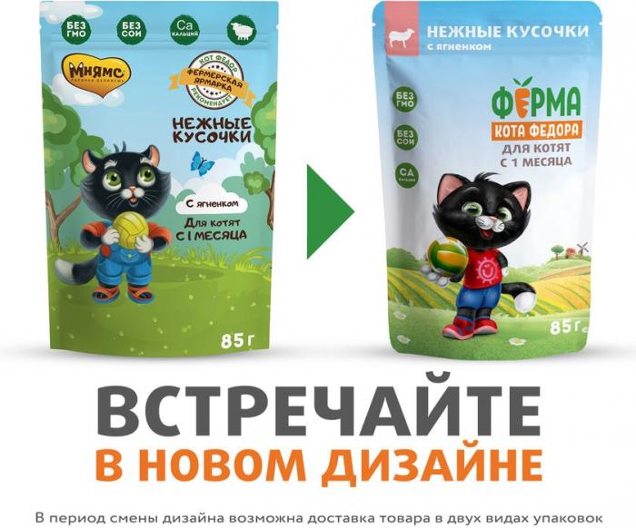 Ферма кота Фёдора Мнямс Ферма кота Федора влажный корм для котят, нежные кусочки в желе с ягненком