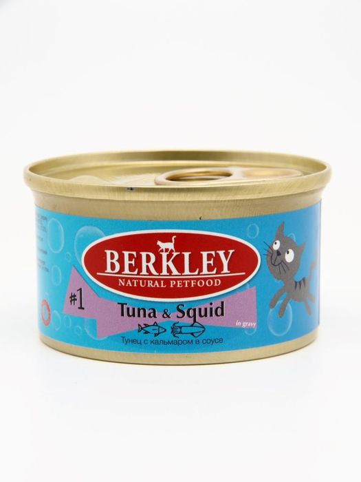 Berkley №1 влажный корм для кошек, тунец с кальмаром