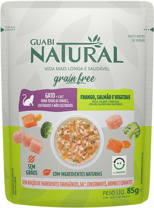 Guabi Natural влажный корм для кошек, беззерновой, курица, лосось и овощи