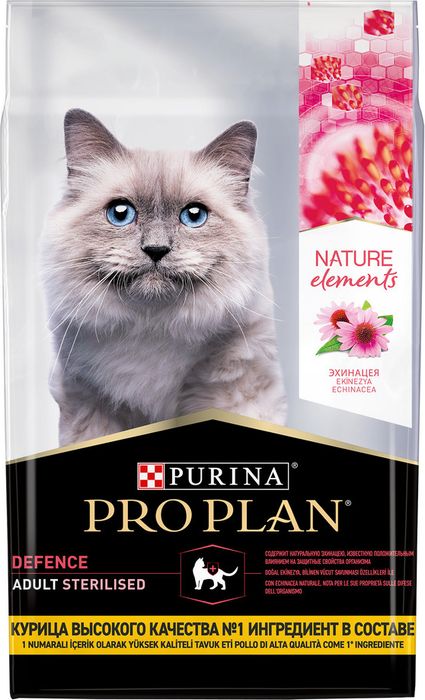Сухой корм Pro Plan® Nature Elements для взрослых стерилизованных кошек и кастрированных котов, с высоким содержанием курицы