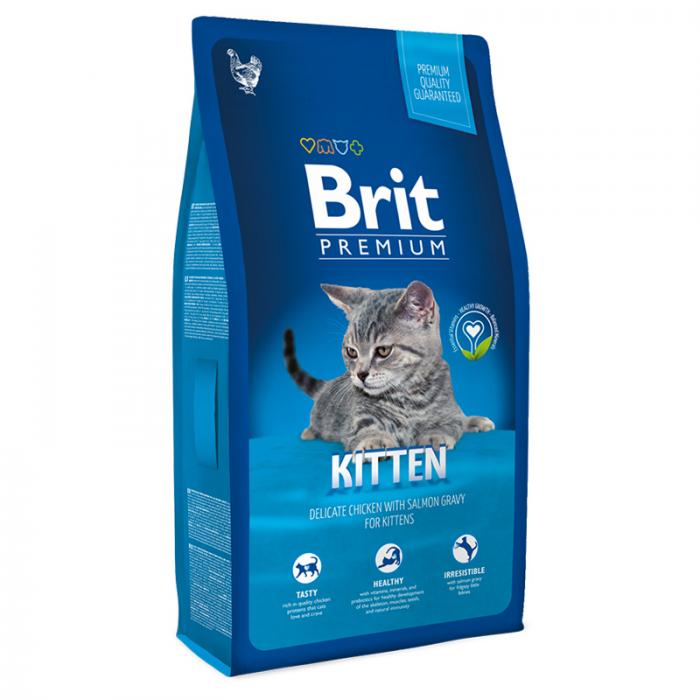 Brit New Premium Kitten сухой корм для котят с курицей в лососевом соусе
