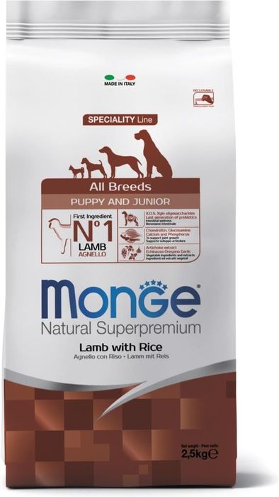 Monge Speciality Line сухой корм для щенков всех пород, ягненок с рисом и картофелем