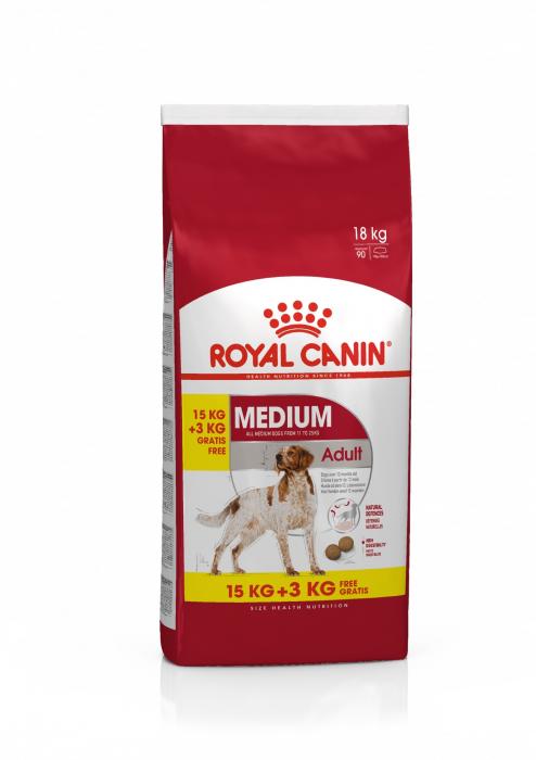 Royal Canin Medium Adult сухой корм для собак средних пород, 15 + 3 кг