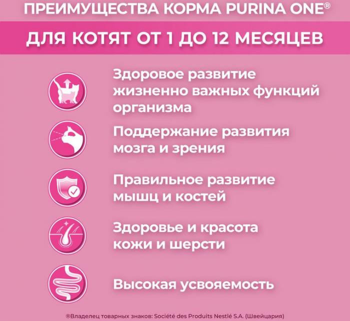 Сухой корм Purina ONE® полнорационный для котят, с высоким содержанием курицы