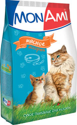 MonAmi сухой корм для взрослых кошек мясное ассорти