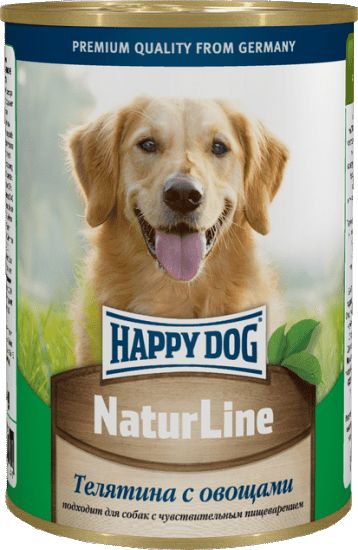Happy Dog NaturLine влажный корм для взрослых собак всех пород, с телятиной и овощами