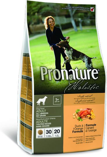 Pronature Holistic корм для взрослых собак всех пород, утка, апельсин