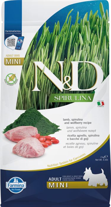 Farmina N&D Spirulina корм для собак малых пород, с ягненком, спирулиной и ягодами годжи