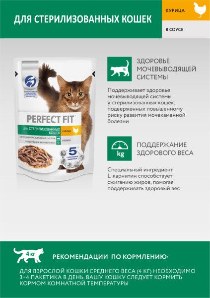 Perfect Fit набор сухого и влажного кормов для стерилизованных кошек c курицей
