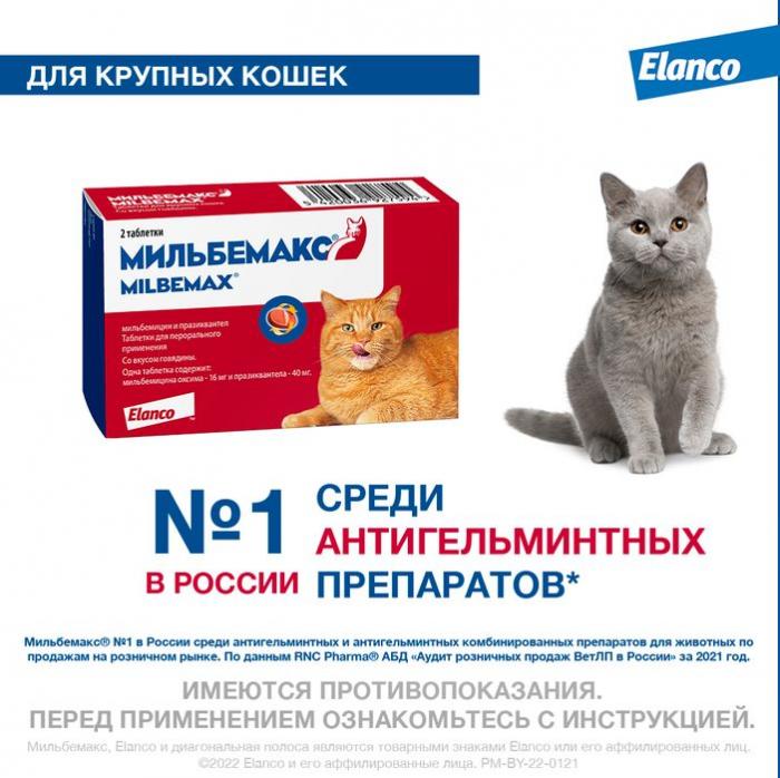 Elanco Мильбемакс таблетки для взрослых кошек, антигельминтик