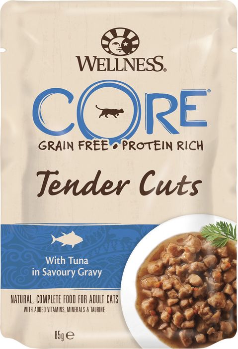 Wellness CORE Tender Cuts паучи для кошек из тунца в виде нарезки в соусе