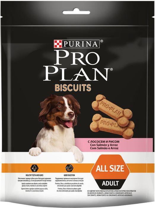 Pro Plan Biscuits лакомство для взрослых собак всех пород, лосось и рис