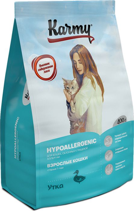 Karmy корм для взрослых кошек, гипоаллергенный, утка