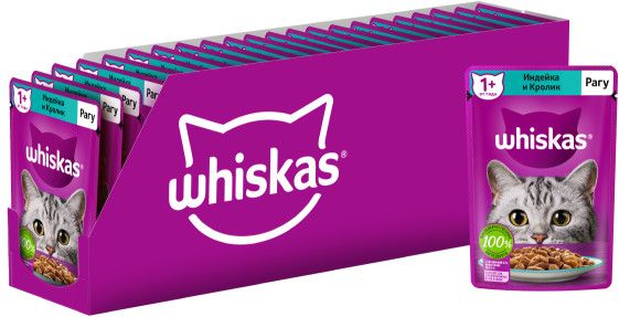Whiskas влажный корм для кошек, рагу с индейкой и кроликом