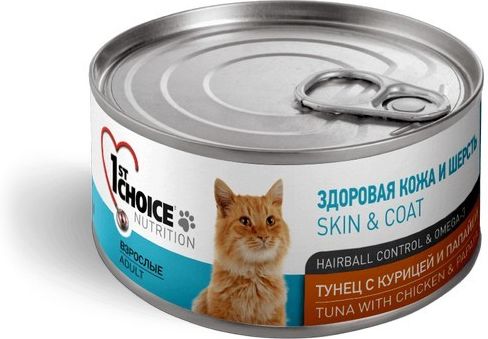 1st Choice влажный корм для взрослых кошек всех пород, тунец с курицей и папайей