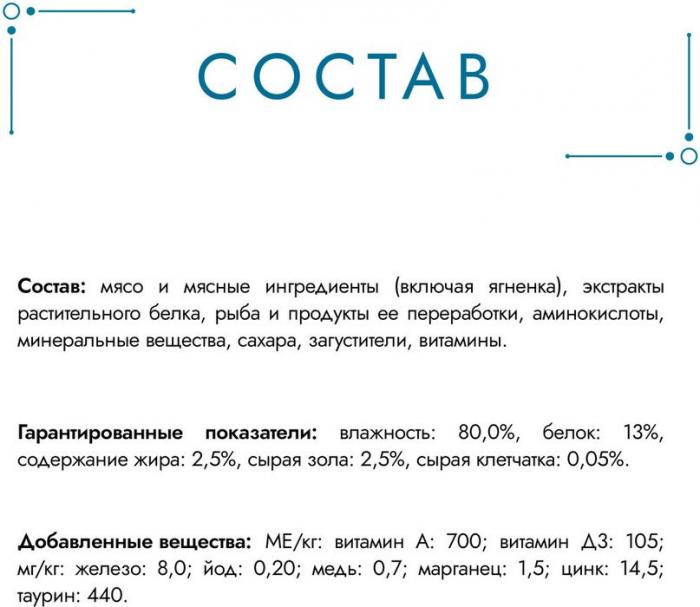 Влажный корм Гурмэ Перл Нежное филе для кошек, с ягненком в соусе