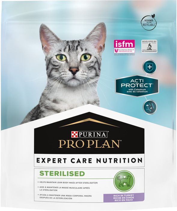 Сухой корм Pro Plan® Acti Protect для стерилизованных кошек и кастрированных котов, с высоким содержанием индейки, Пакет