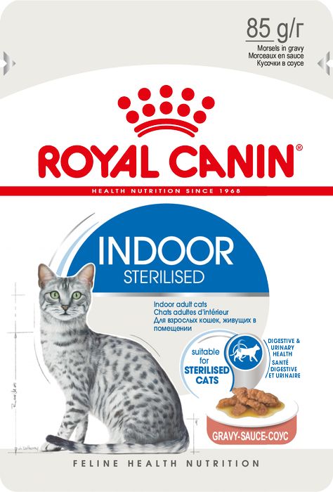 Royal Canin Indoor Sterilised влажный корм для взрослых кошек, постоянно живущих в помещении, соус