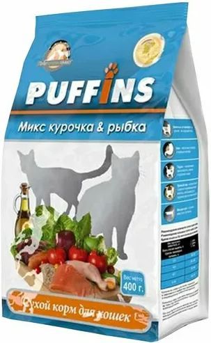 Puffins корм для кошек, Курочка и рыбка