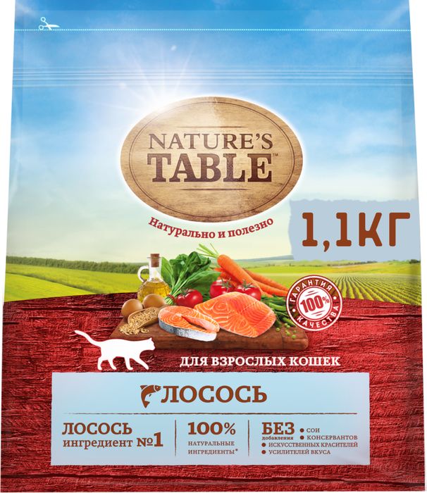 Nature`s Table корм для взрослых кошек всех пород, лосось