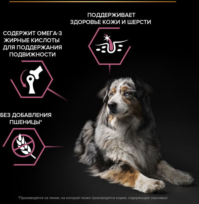 Сухой корм Pro Plan® Sensitive Skin для собак старше 7 лет средних пород с чувствительной кожей, с высоким содержанием лосося, Пакет