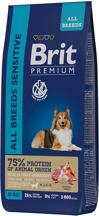 Brit Premium корм для собак всех пород, с чувствительным пищеварением, с ягненком и индейкой