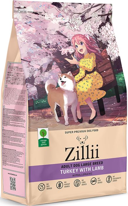 Zillii Adult Dog Large Breed корм для взрослых собак крупных пород, индейка с ягнёнком