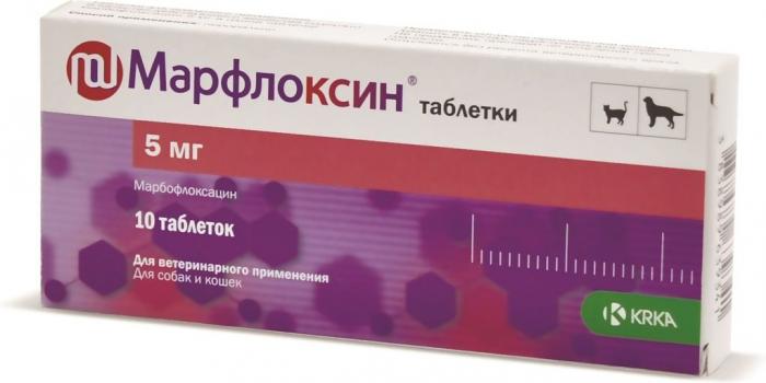 KRKA Марфлоксин таблетки для кошек и собак малых пород, вкус мяса, 5 мг