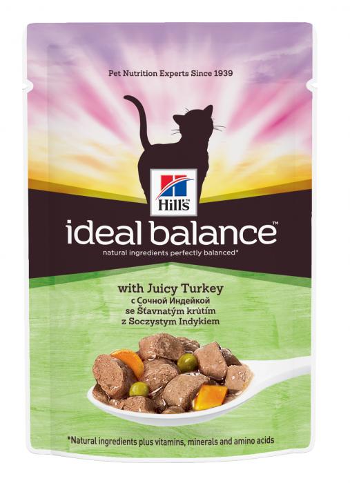 Hills Ideal Balance влажный корм для кошек с сочной индейкой и овощами