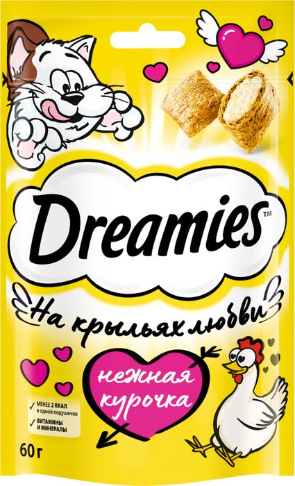 Dreamies лакомство для кошек подушечки с курицей