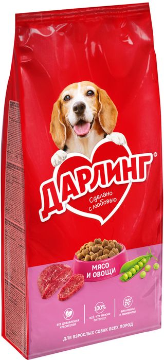 Сухой корм ДАРЛИНГ для взрослых собак, с мясом и добавлением овощей