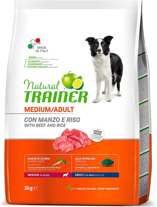 Trainer Natural корм для взрослых собак средних пород с говядиной и рисом