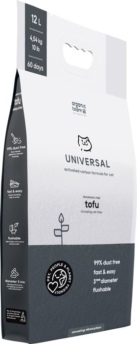 Organic team Tofu Universal Activated Carbon комкующийся наполнитель для кошачьего туалета