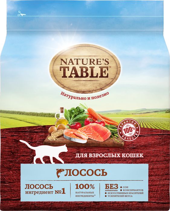 Nature`s Table корм для взрослых кошек всех пород, лосось