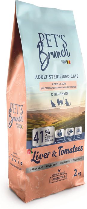 Pet\'s Brunch сухой корм для стерилизованных кошек, с печенью