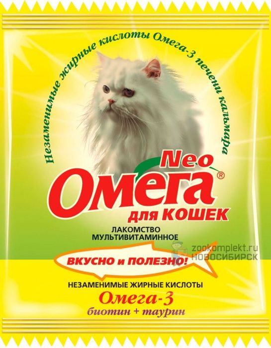 Омега Neo витамины для взрослых кошек, биотин+таурин