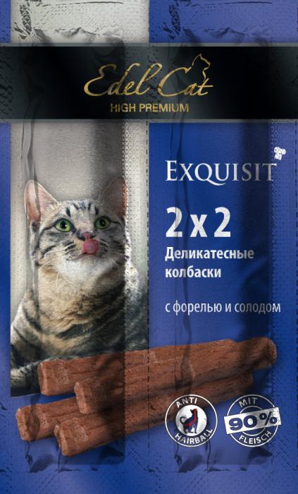 Edel Cat лакомство для кошек колбаски-мини с форелью и солодом