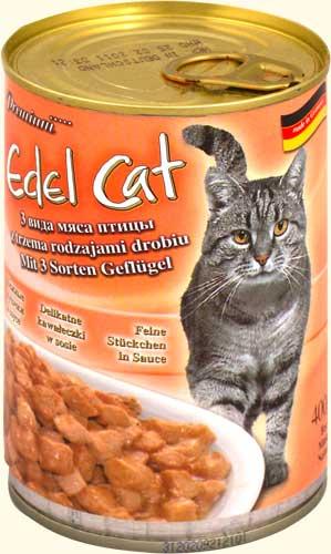 Edel Cat влажный корм для кошек кусочки в соусе 3 вида мяса