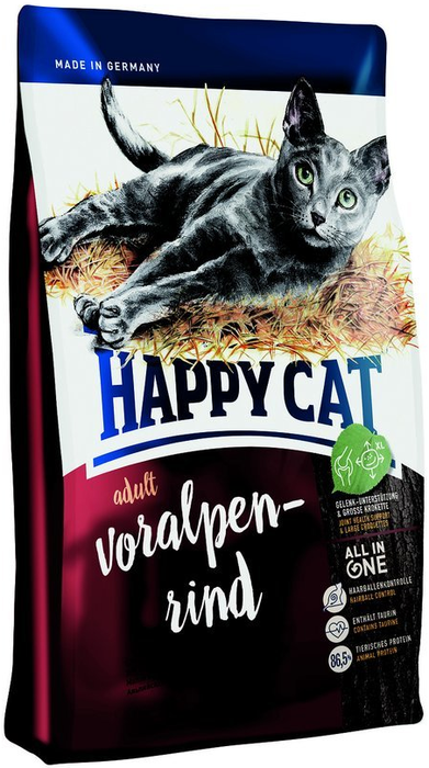 Happy Cat сухой корм для взрослых кошек всех пород, крупные гранулы, альпийская говядина