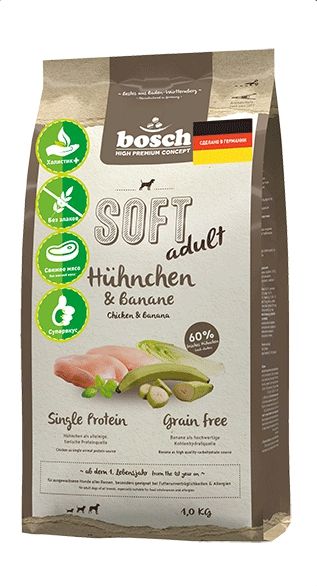 Bosch Soft корм для взрослых собак всех пород, курица и банан