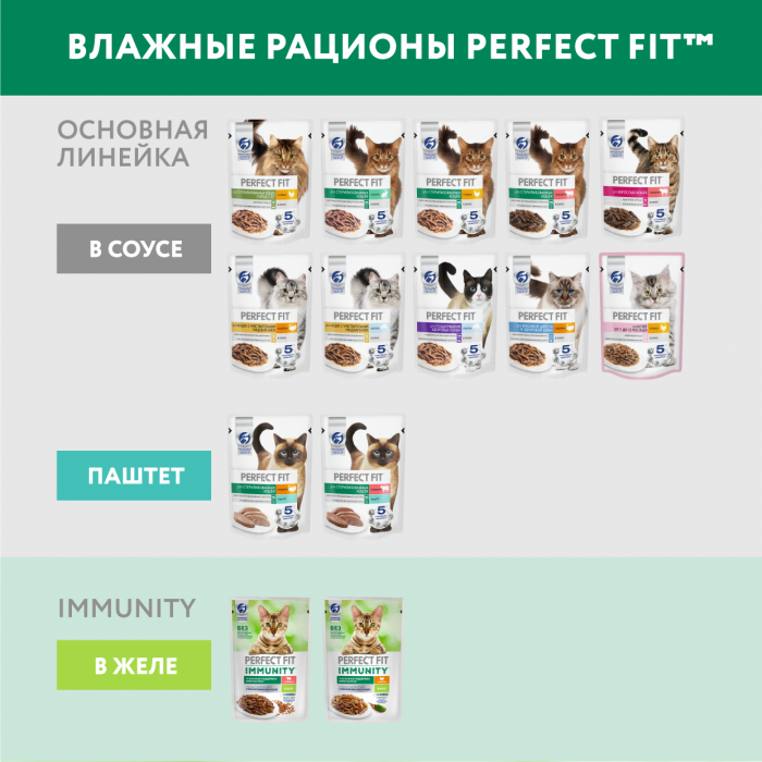 Perfect Fit Immunity влажный корм для кошек, для поддержания иммунитета, с индейкой в желе, с добавлением спирулины