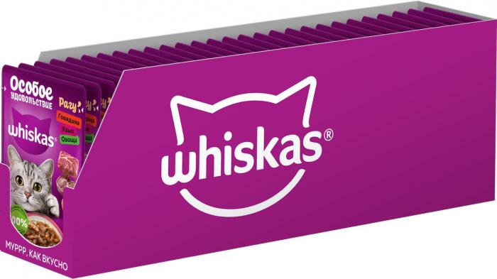 Whiskas Особое удовольствие влажный корм для взрослых кошек, рагу с говядиной, языком и овощами