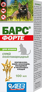 АВЗ Барс Форте спрей инсектоакарицидный для кошек