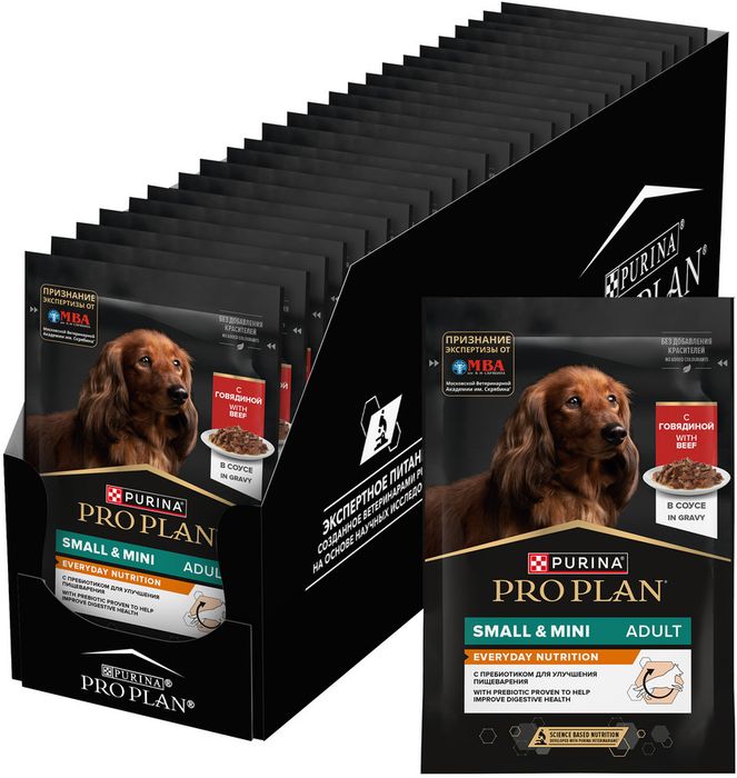 Влажный корм Pro Plan® для взрослых собак мелких и карликовых пород, с говядиной в соусе