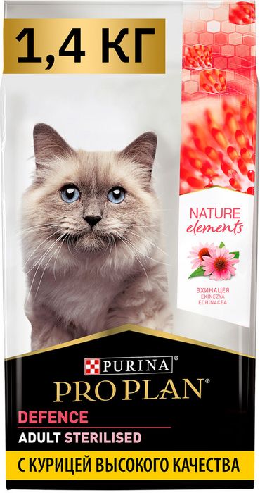 Сухой корм Pro Plan® Nature Elements для взрослых стерилизованных кошек и кастрированных котов, с высоким содержанием курицы