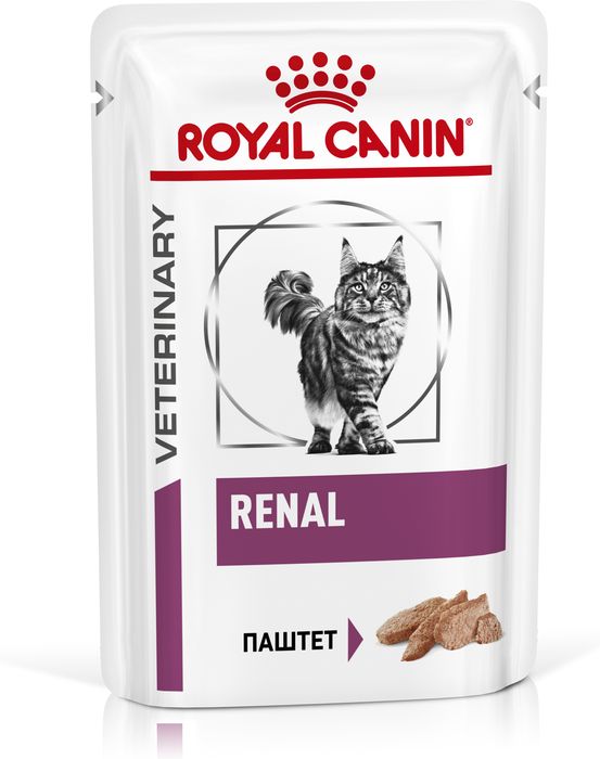Royal Canin Renal Feline влажный корм для кошек при хронической почечной недостаточности, паштет с курицей