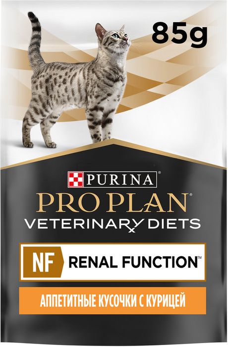 Влажный корм для кошек диетический Pro Plan® Veterinary Diets NF Renal Function Advanced care (Поздняя стадия) при поздней стадии почечной недостаточности с курицей в соусе, Пауч