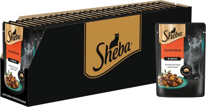 Sheba влажный корм для кошек, ломтики в желе с телятиной