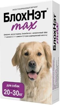 БлохНэт Мах капли для собак весом 20-30 кг против блох ии клещей